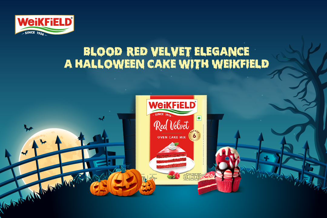 Blood-Red Velvet Elegance: A Halloween Cake with Weikfield  Red Velvet Mix